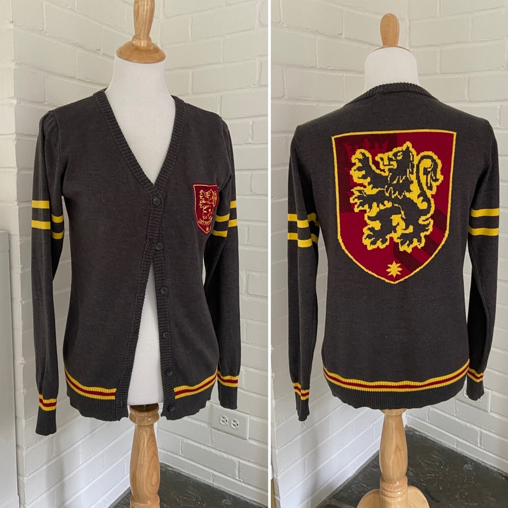 Girls Womens Classic Harry Potter Gray Cardigan With Red and Yellow Accents